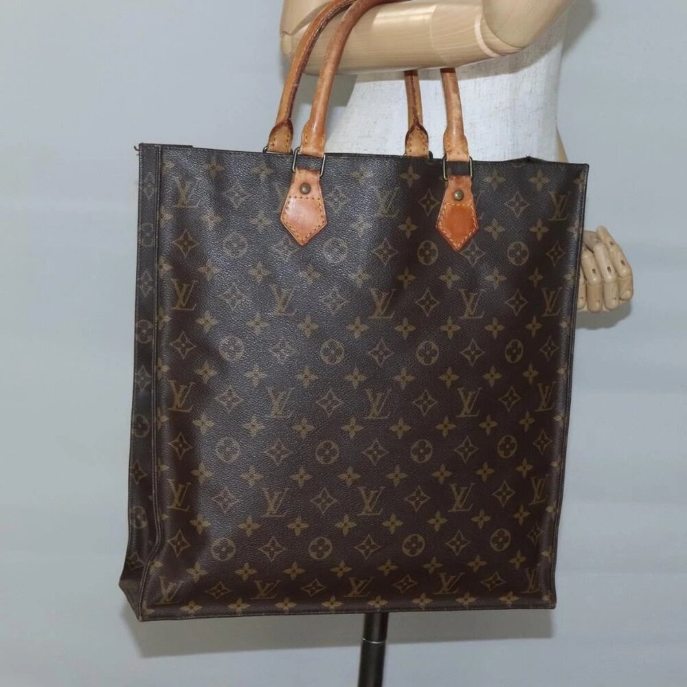 LOUIS VUITTON Monogram Sac Plat Hand Bag M51140 LV Auth 140437